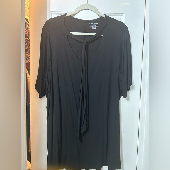 Black Lane Bryant 22/24 Tie Front Knit Top - Picture 2 of 6